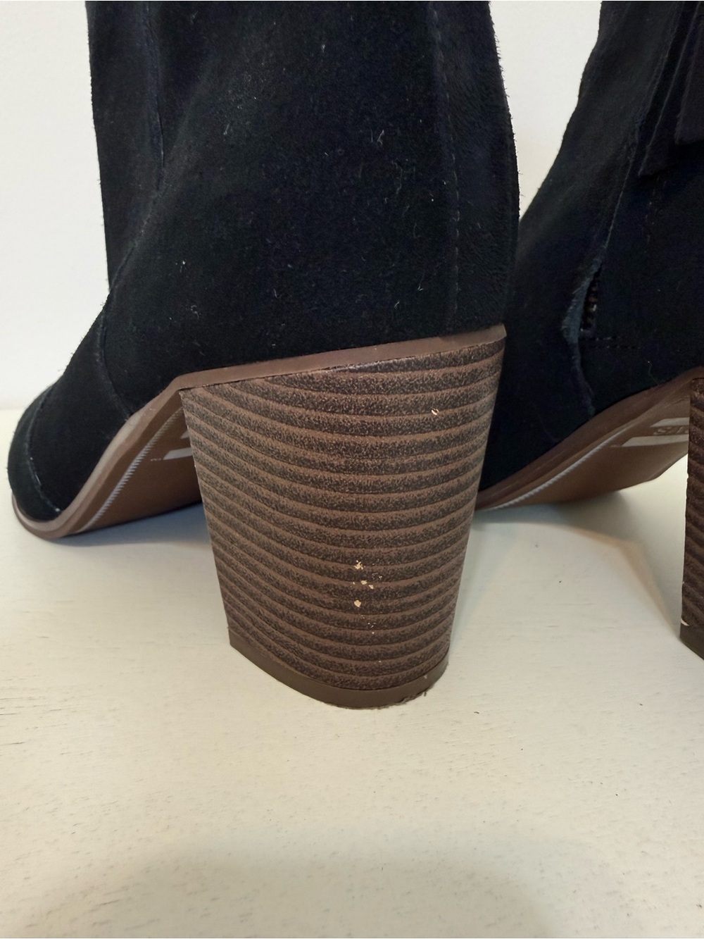 Toms Lunata Black Suede Booties Women’s 10 Wood Heel 3in - Picture 11 of 14